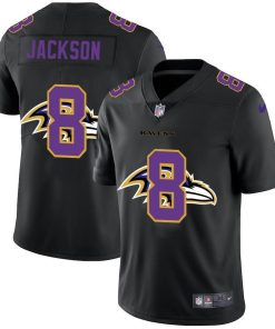 Baltimore Ravens #8 Lamar Jackson Men's Nike Team Logo Dual Overlap Limited NFL Jersey Black