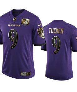 Baltimore Ravens #9 Justin Tucker Men's Nike Purple Team 25th Season Golden Limited NFL Jersey