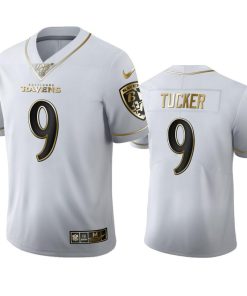 Baltimore Ravens #9 Justin Tucker Men's Nike White Golden Edition Vapor Limited NFL 100 Jersey