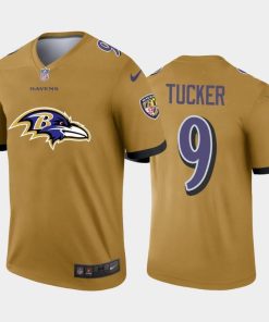 Baltimore Ravens #9 Justin Tucker Gold Men's Nike Big Team Logo Vapor Limited NFL Jersey