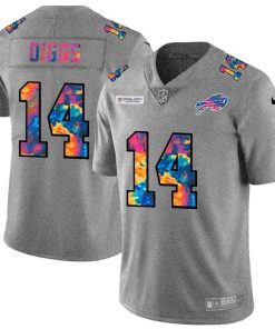 Buffalo Bills #14 Stefon Diggs Men's Nike Multi-Color 2020 NFL Crucial Catch NFL Jersey Greyheather