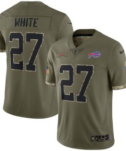 Buffalo Bills #27 Ttredavious White Nike Men's 2022 Salute To Service Limited Jersey - Olive