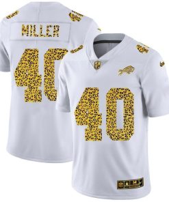 Buffalo Bills #40 Von Miller Men's Nike Flocked Leopard Print Vapor Limited NFL Jersey White