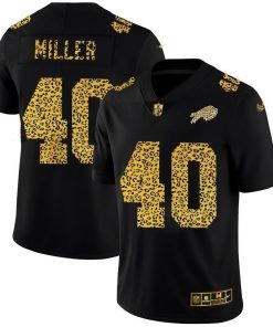 Buffalo Bills #40 Von Miller Men's Nike Leopard Print Fashion Vapor Limited NFL Jersey Black