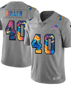 Buffalo Bills #40 Von Miller Men's Nike Multi-Color 2020 NFL Crucial Catch NFL Jersey Greyheather