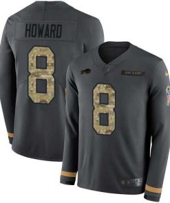 Buffalo Buffalo Bills #8 O. J. Howard Anthracite Salute to Service Men's Stitched NFL Limited Therma Long Sleeve Jersey Men's