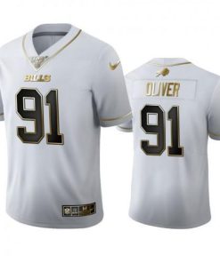Buffalo Buffalo Bills #91 Ed Oliver Men's Nike White Golden Edition Vapor Limited NFL 100 Jersey Men's