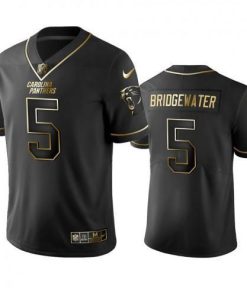 Carolina Panthers #5 Teddy Bridgewater Men's Stitched NFL Vapor Untouchable Limited Black Golden Jersey Men's