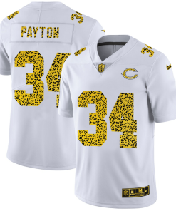 Chicago Bears #34 Walter Payton Men's Nike Flocked Leopard Print Vapor Limited NFL Jersey White