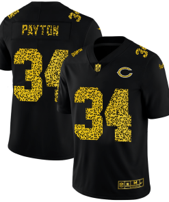 Chicago Bears #34 Walter Payton Men's Nike Leopard Print Fashion Vapor Limited NFL Jersey Black