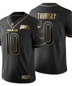 Chicago Chicago Bears #10 Mitchell Trubisky Men's Nike Black Golden Limited NFL 100 Jersey Men's