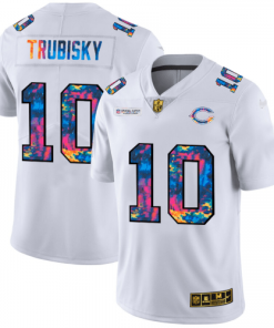 Chicago Chicago Bears #10 Mitchell Trubisky Men's White Nike Multi-Color 2020 NFL Crucial Catch Limited NFL Jersey Men's