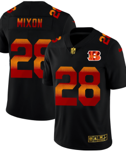 Cincinnati Bengals #28 Joe Mixon Men's Black Nike Red Orange Stripe Vapor Limited NFL Jersey