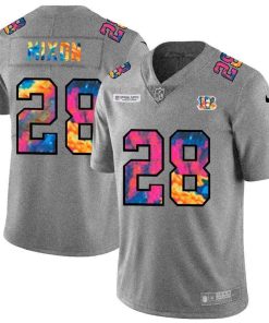 Cincinnati Bengals #28 Joe Mixon Men's Nike Multi-Color 2020 NFL Crucial Catch NFL Jersey Greyheather