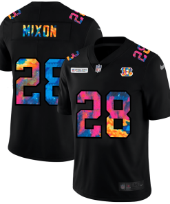 Cincinnati Bengals #28 Joe Mixon Men's Nike Multi-Color Black 2020 NFL Crucial Catch Vapor Untouchable Limited Jersey