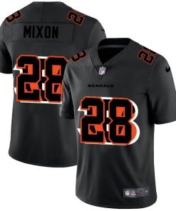 Cincinnati Bengals #28 Joe Mixon Men's Nike Team Logo Dual Overlap Limited NFL Jersey Black