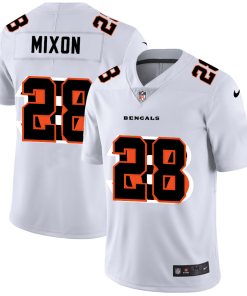 Cincinnati Bengals #28 Joe Mixon White Men's Nike Team Logo Dual Overlap Limited NFL Jersey