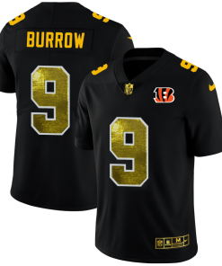 Cincinnati Bengals #9 Joe Burrow Men's Black Nike Golden Sequin Vapor Limited NFL Jersey