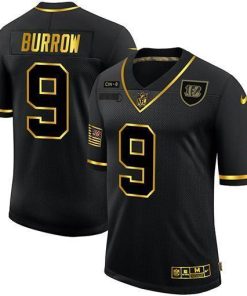 Cincinnati Bengals #9 Joe Burrow Men's Nike 2020 Salute To Service Golden Limited NFL Jersey Black