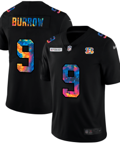 Cincinnati Bengals #9 Joe Burrow Men's Nike Multi-Color Black 2020 NFL Crucial Catch Vapor Untouchable Limited Jersey