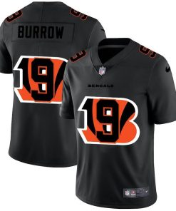 Cincinnati Bengals #9 Joe Burrow Men's Nike Team Logo Dual Overlap Limited NFL Jersey Black