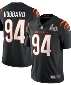 Cincinnati Bengals #94 Sam Hubbard Black Super Bowl LVI Patch Men's Nike Vapor Limited Jersey
