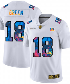 Cincinnati Cincinnati Bengals #18 A.J. Green Men's White Nike Multi-Color 2020 NFL Crucial Catch Limited NFL Jersey Men's