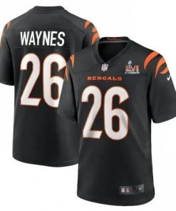 Cincinnati Cincinnati Bengals #26 Trae Waynes Black Super Bowl LVI Patch Nike Game Jersey Men's