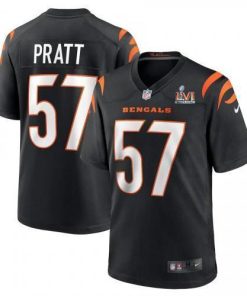 Cincinnati Cincinnati Bengals #57 Germaine Pratt Black Super Bowl LVI Patch Nike Game Jersey Men's