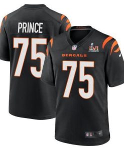 Cincinnati Cincinnati Bengals #75 Isaiah Prince Black Super Bowl LVI Patch Nike Game Jersey Men's
