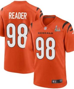Cincinnati Cincinnati Bengals #98 D.J. Reader Orange Super Bowl LVI Patch Nike Alternate Game Jersey Men's