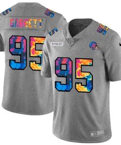 Cleveland Browns #95 Myles Garrett Men's Nike Multi-Color 2020 NFL Crucial Catch NFL Jersey Greyheather