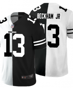 Cleveland Cleveland Browns #13 Odell Beckham Jr. Men's Black V White Peace Split Nike Vapor Untouchable Limited NFL Jersey Men's