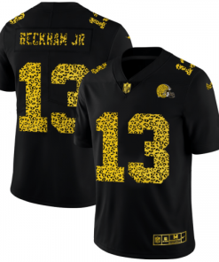 Cleveland Cleveland Browns #13 Odell Beckham Jr. Men's Nike Leopard Print Fashion Vapor Limited NFL Jersey Black Men's