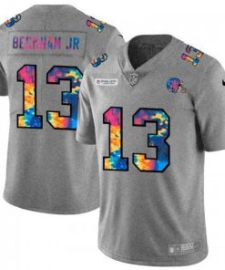 Cleveland Cleveland Browns #13 Odell Beckham Jr. Men's Nike Multi-Color 2020 NFL Crucial Catch NFL Jersey Greyheather Men's