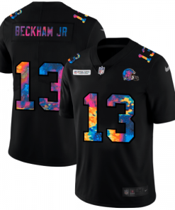 Cleveland Cleveland Browns #13 Odell Beckham Jr. Men's Nike Multi-Color Black 2020 NFL Crucial Catch Vapor Untouchable Limited Jersey Men's