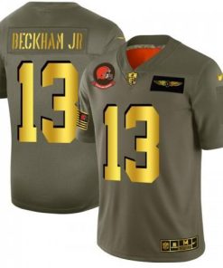 Cleveland Cleveland Browns #13 Odell Beckham Jr. NFL Men's Nike Olive Gold 2019 Salute to Service Limited Jersey Men's