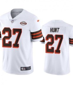 Cleveland Cleveland Browns #27 Kareem Hunt Nike 1946 Collection Alternate Vapor Limited NFL Jersey - White Men's