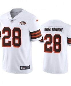 Cleveland Cleveland Browns #28 Jeremiah Owusu-Koramoah Nike 1946 Collection Alternate Vapor Limited NFL Jersey - White Men's