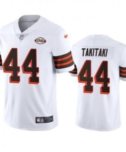 Cleveland Cleveland Browns #44 Sione Takitaki Nike 1946 Collection Alternate Vapor Limited NFL Jersey - White Men's