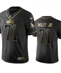 Cleveland Cleveland Browns #71 Jedrick Wills Men's Nike Black Golden Edition Vapor Limited Jersey Men's