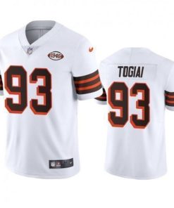 Cleveland Cleveland Browns #93 Tommy Togiai Nike 1946 Collection Alternate Vapor Limited NFL Jersey - White Men's