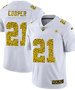 Dallas Cowboys #21 Ezekiel Elliott Men's Nike Flocked Leopard Print Vapor Limited NFL Jersey White