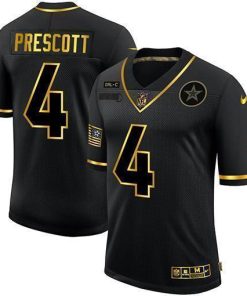 Dallas Cowboys #4 Dak Prescott Men's Nike 2020 Salute To Service Golden Limited NFL Jersey Black