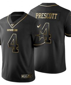 Dallas Cowboys #4 Dak Prescott Men's Nike Black Golden Limited NFL 100 Jersey