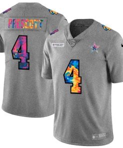 Dallas Cowboys #4 Dak Prescott Men's Nike Multi-Color 2020 NFL Crucial Catch NFL Jersey Greyheather