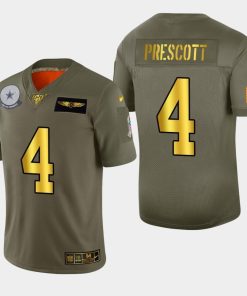 Dallas Cowboys #4 Dak Prescott Men's Nike Olive Gold 2019 Salute To Service Limited NFL 100 Jersey