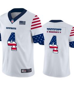 Dallas Cowboys #4 Dak Prescott White Men's Nike Team Logo USA Flag Vapor Untouchable Limited NFL Jersey