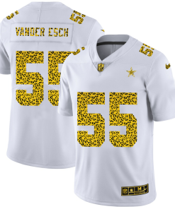 Dallas Cowboys #55 Leighton Vander Esch Men's Nike Flocked Leopard Print Vapor Limited NFL Jersey White