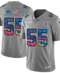 Dallas Cowboys #55 Leighton Vander Esch Men's Nike Multi-Color 2020 NFL Crucial Catch NFL Jersey Greyheather